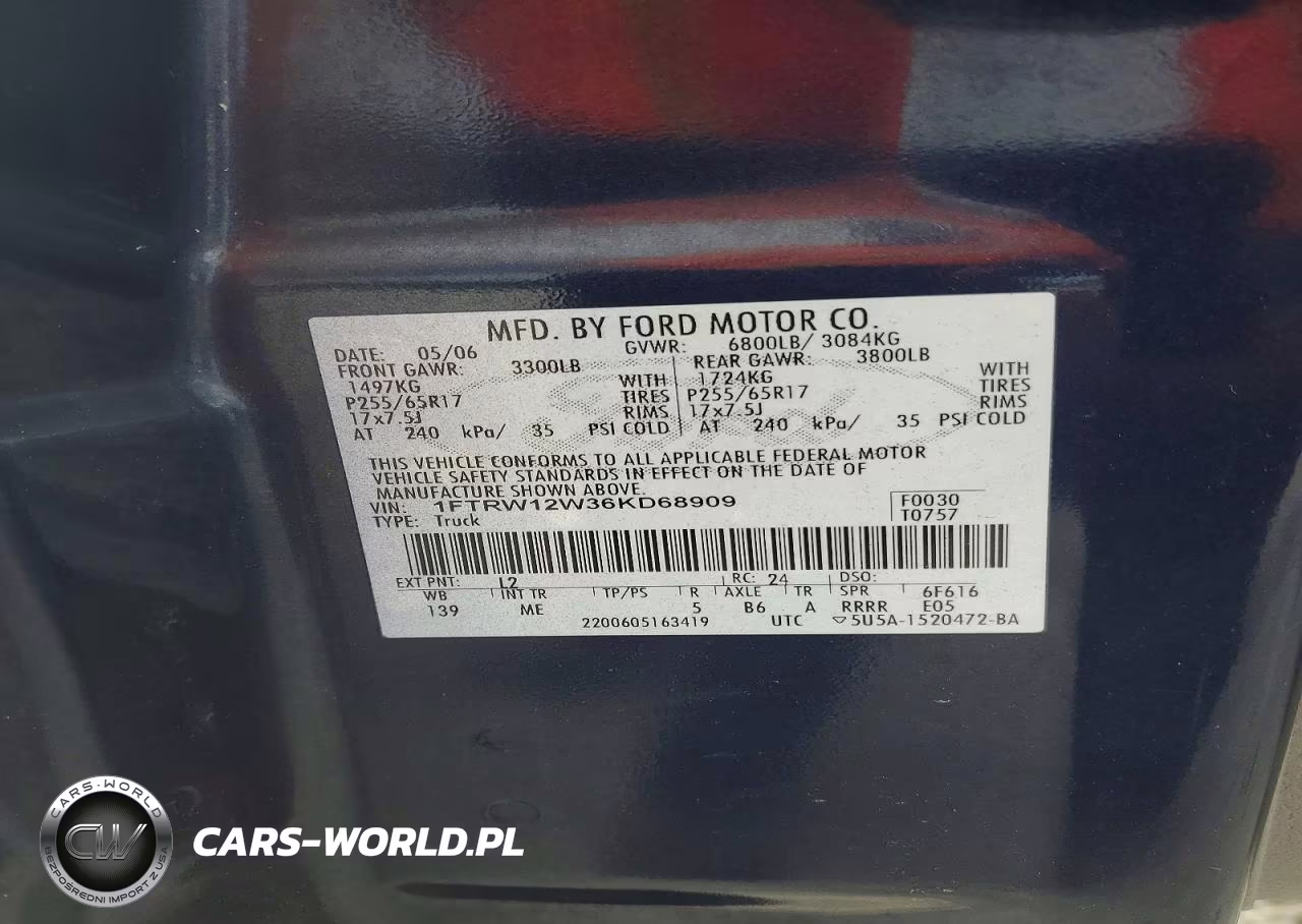 2006 Ford F150 Supercrew VIN:1FTRW12W36KD68909 - 12