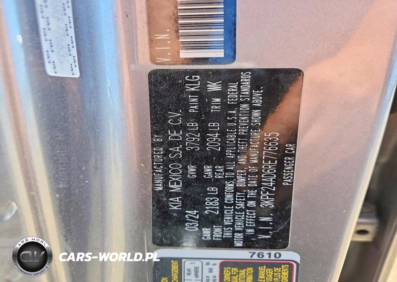 2024 Kia Forte Lxs VIN:3KPF24AD6RE776635 - 12