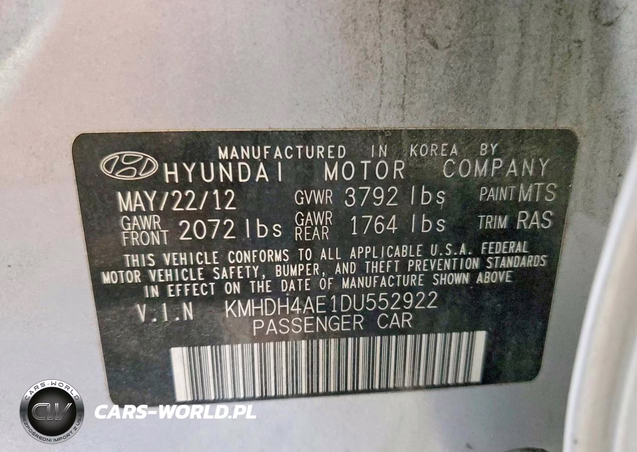 2013 Hyundai Elantra Limited VIN:KMHDH4AE1DU552922 - 12