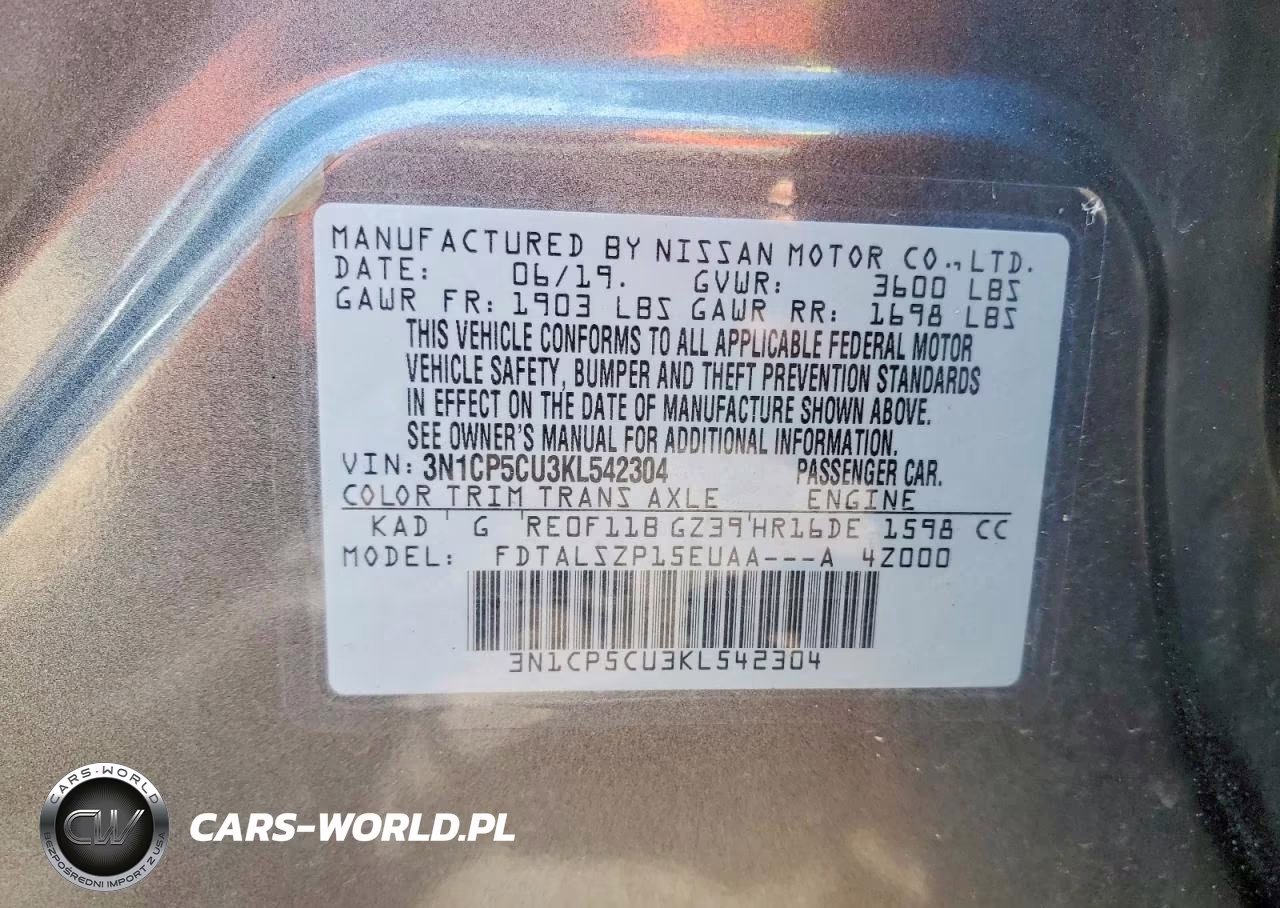 2019 Nissan Kicks Sv VIN:3N1CP5CU3KL542304 - 12
