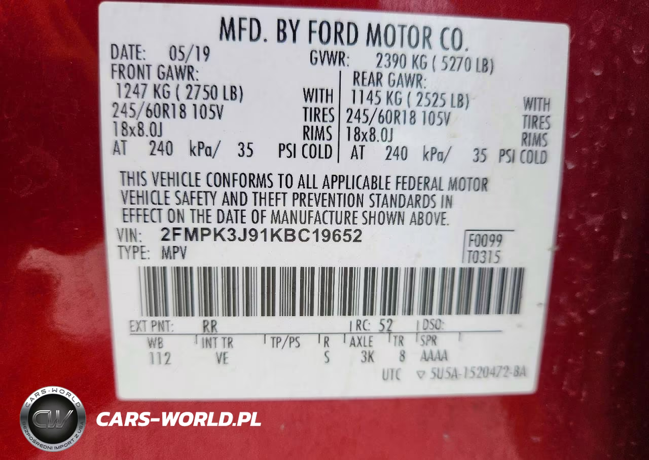 2019 Ford Edge Sel VIN:2FMPK3J91KBC19652 - 12