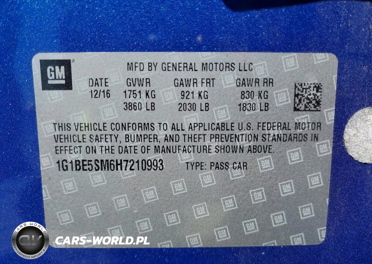 2017 Chevrolet Cruze Lt VIN:1G1BE5SM6H7210993 - 12