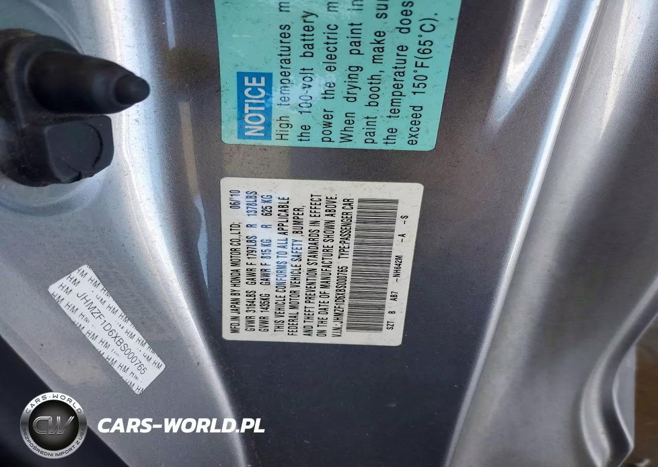 2011 Honda Cr-Z Ex VIN:JHMZF1D6XBS000765 - 12