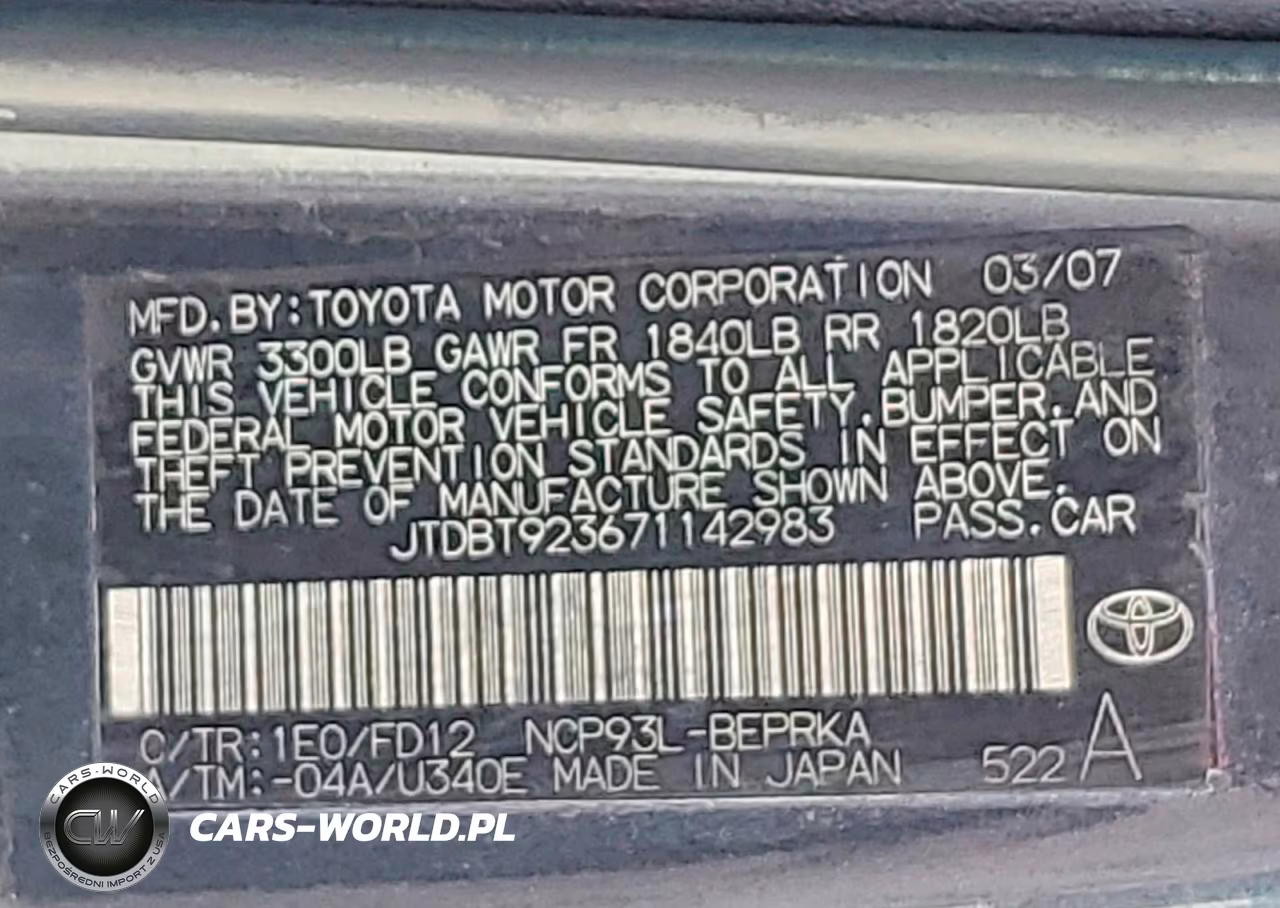 2007 Toyota Yaris Base VIN:JTDBT923671142983 - 12