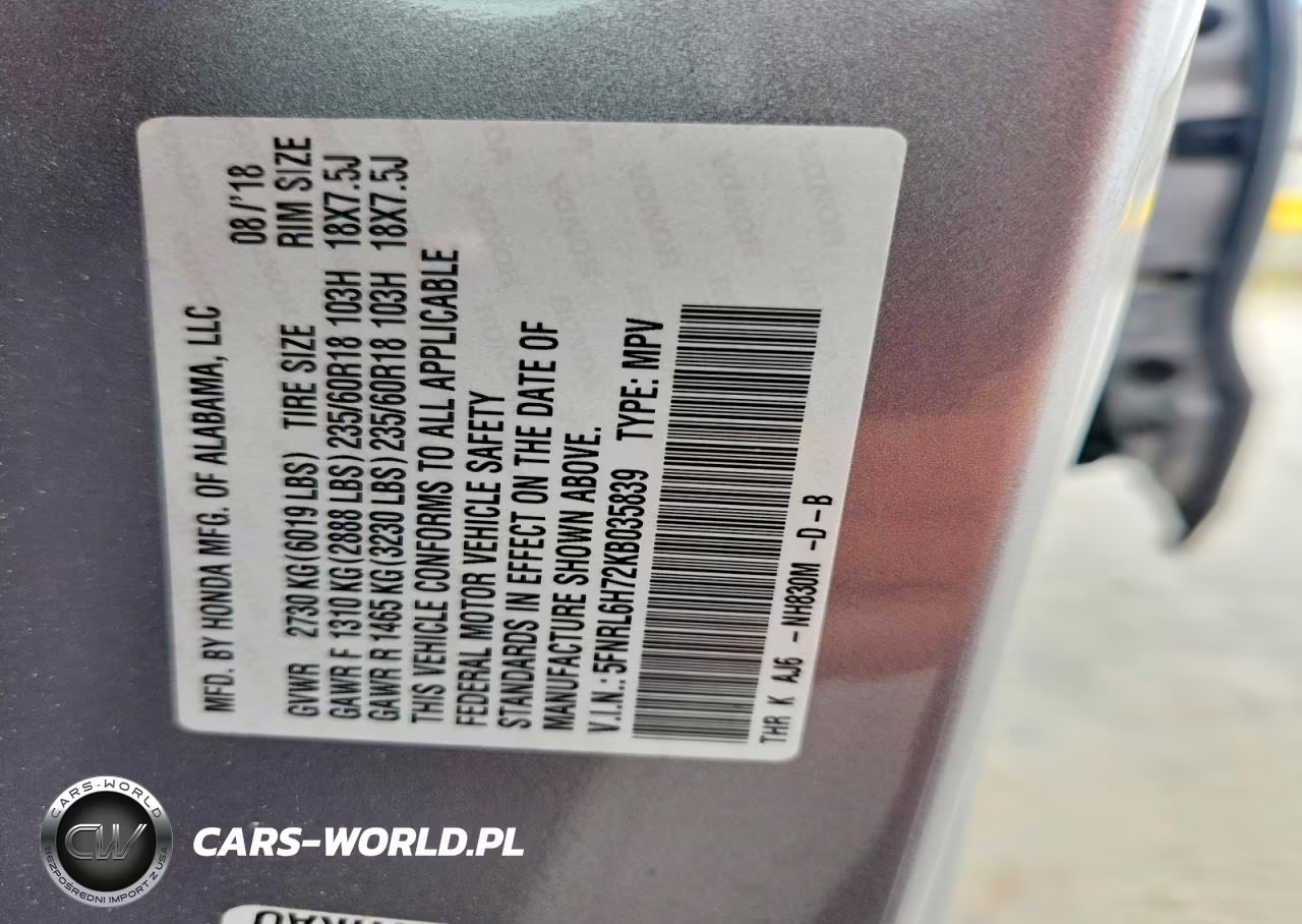 2019 Honda Odessey VIN:5FNRL6H72KB035839 - 13