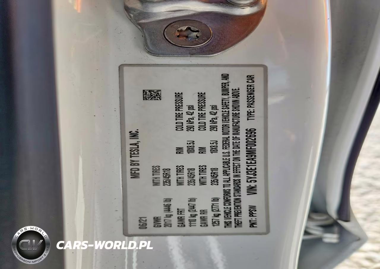 2021 Tesla Model 3 VIN:5YJ3E1EA9MF002696 - 12