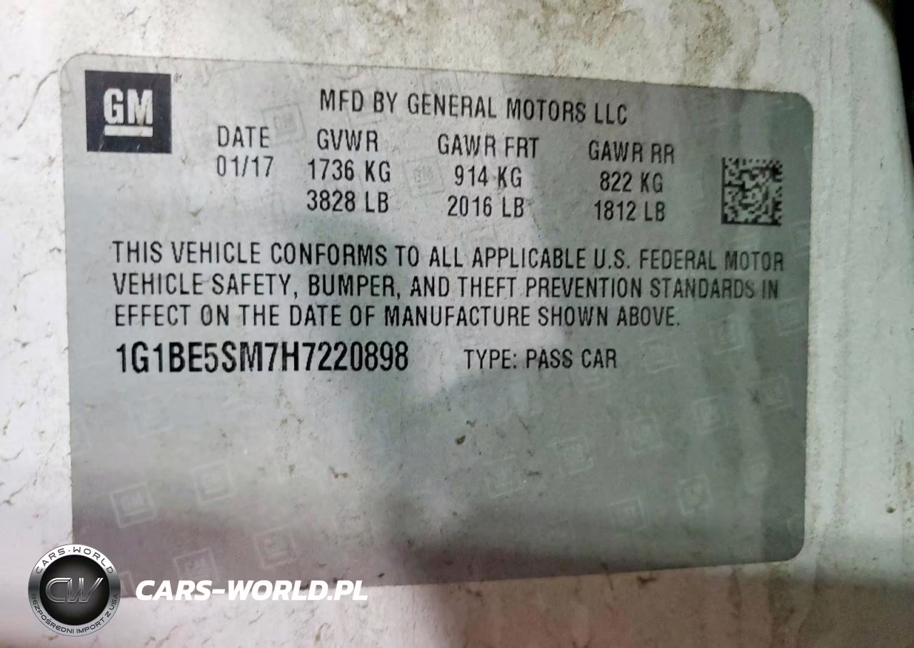 2017 Chevrolet Cruze Lt VIN:1G1BE5SM7H7220898 - 13