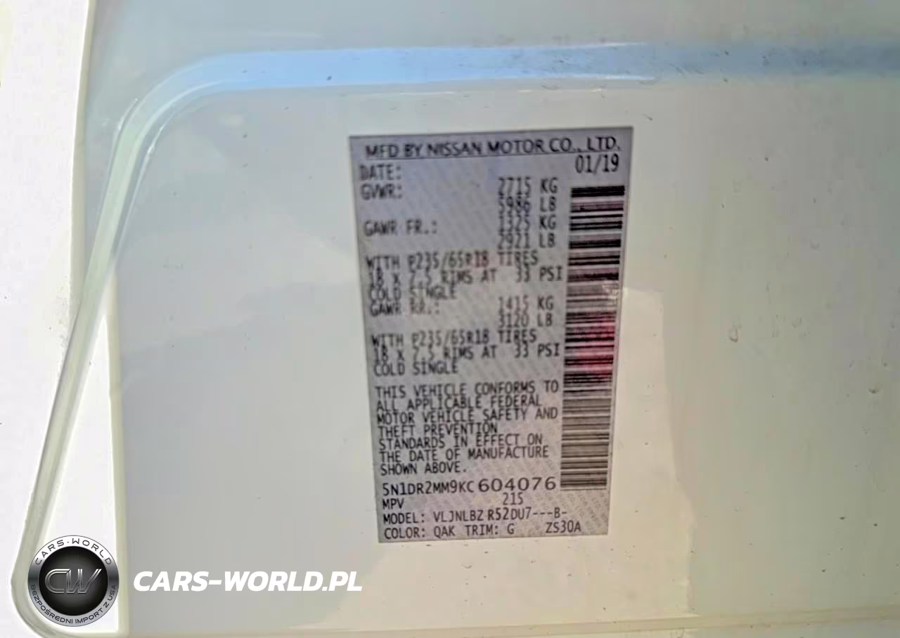 2019 Nissan Pathfinder S VIN:5N1DR2MM9KC604076 - 10