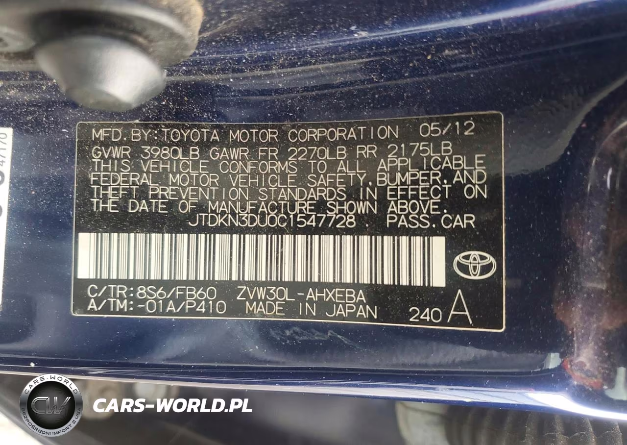 2012 Toyota Prius Three VIN:JTDKN3DU0C1547728 - 12