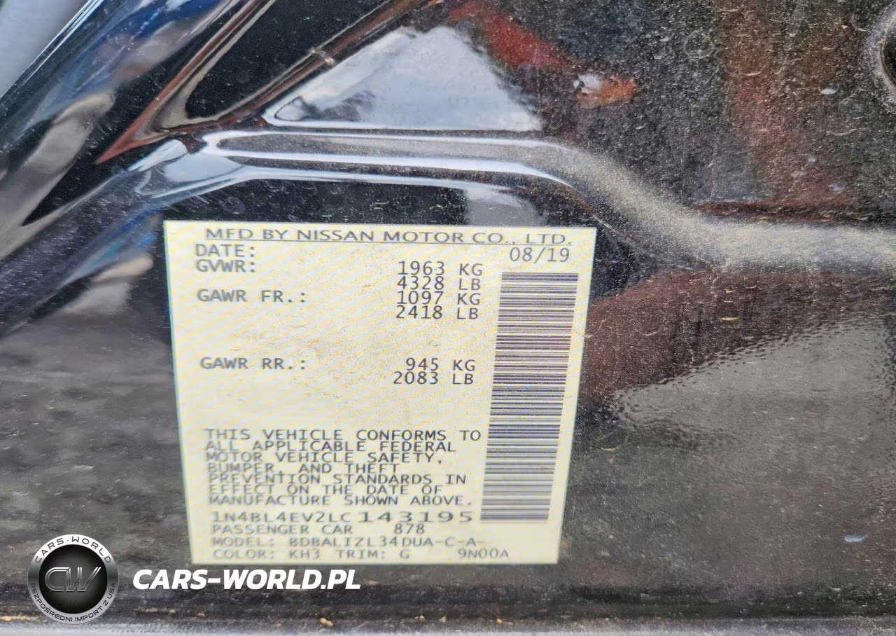 2020 Nissan Altima Sl VIN:1N4BL4EV2LC143195 - 12