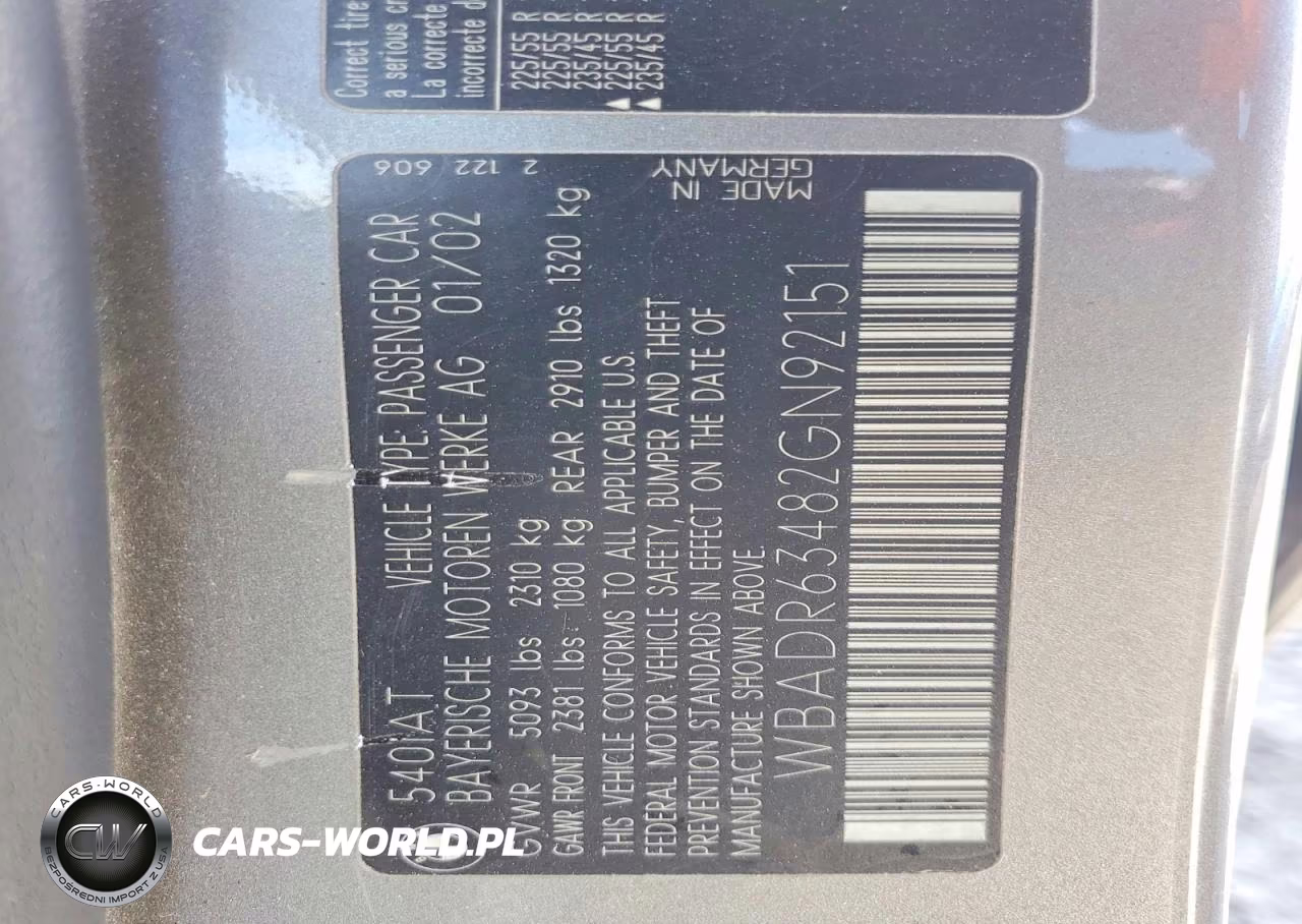 2002 BMW 540 It Automatic VIN:WBADR63482GN92151 - 12