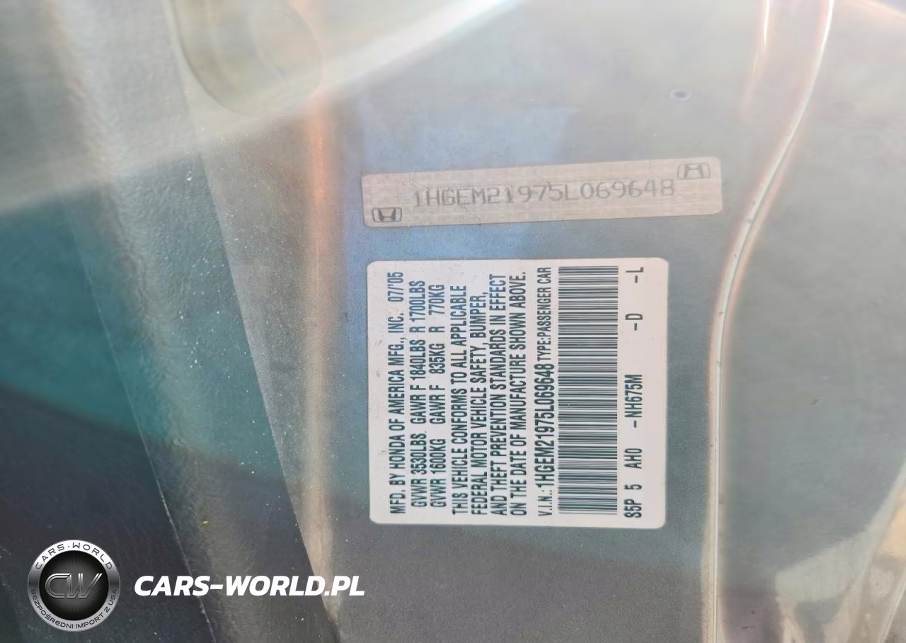 2005 Honda Civic Ex VIN:1HGEM21975L069648 - 12
