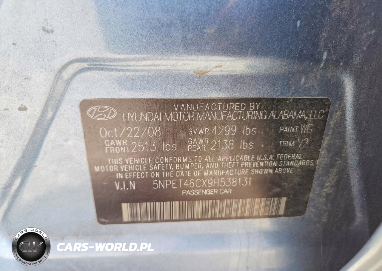 2009 Hyundai Sonata Gls VIN:5NPET46CX9H538131 - 12