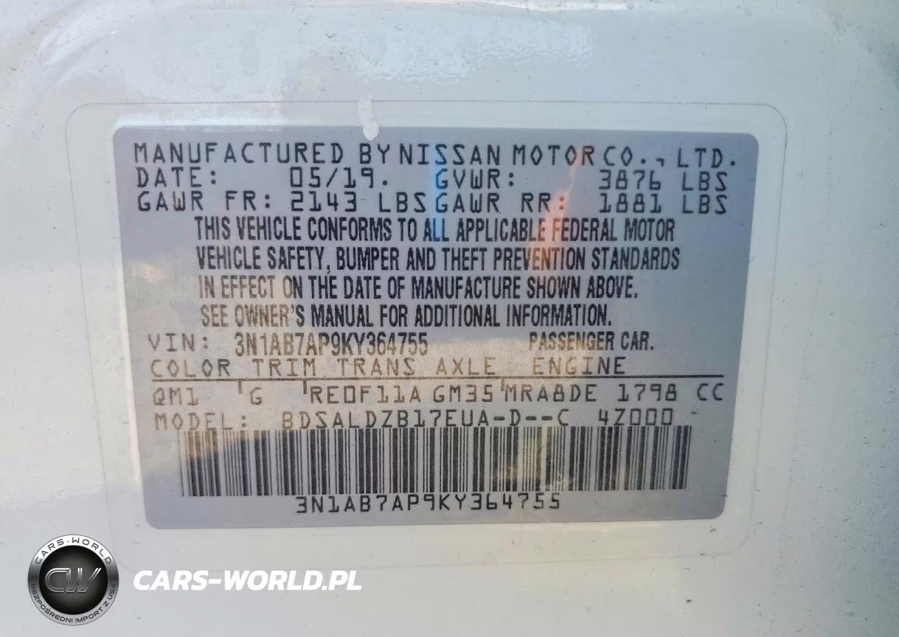 2019 Nissan Sentra Sv VIN:3N1AB7AP9KY364755 - 13