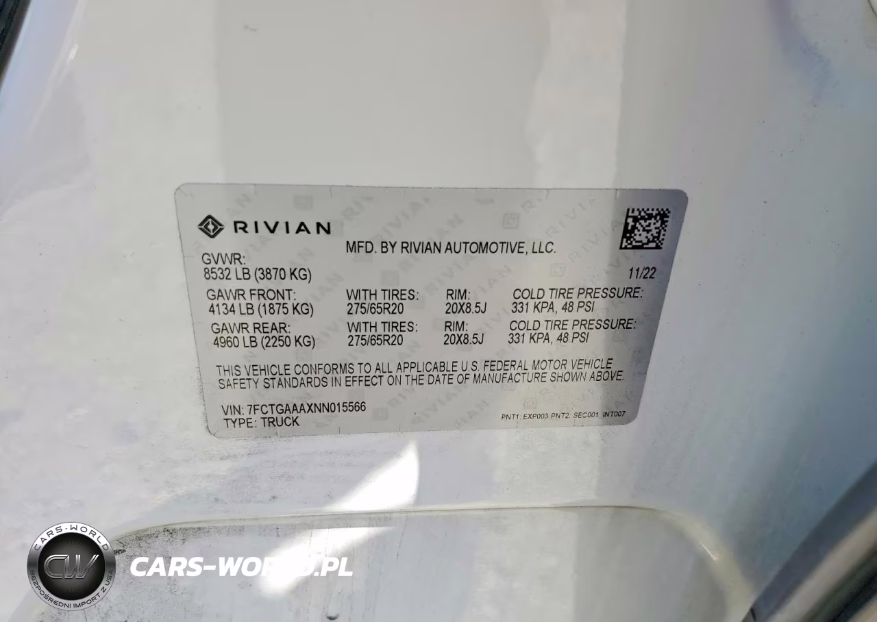 2022 Rivian R1T Adventure VIN:7FCTGAAAXNN015566 - 12