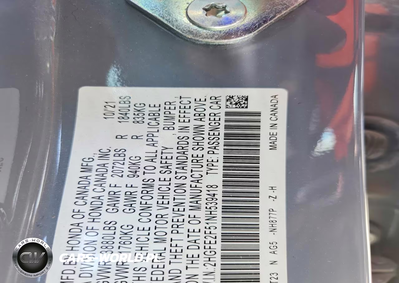 2022 Honda Civic Sport VIN:2HGFE2F51NH539418 - 12