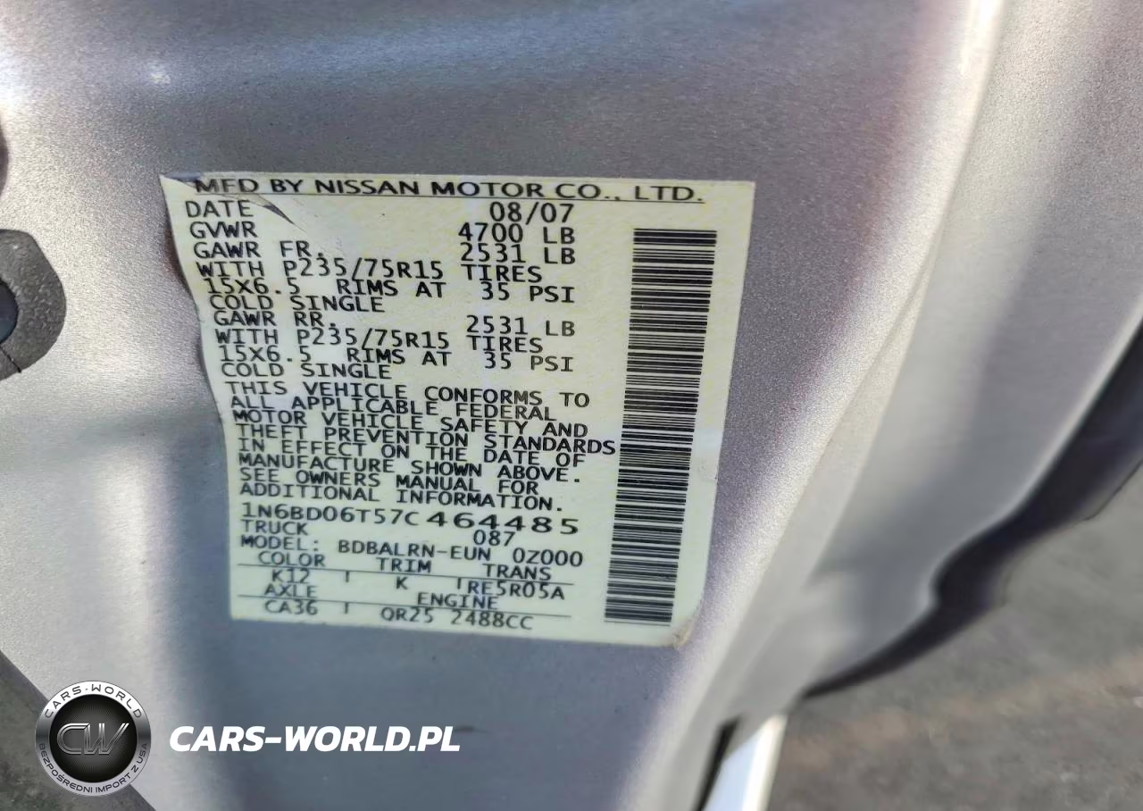 2007 Nissan Frontier King Cab Xe VIN:1N6BD06T57C464485 - 12