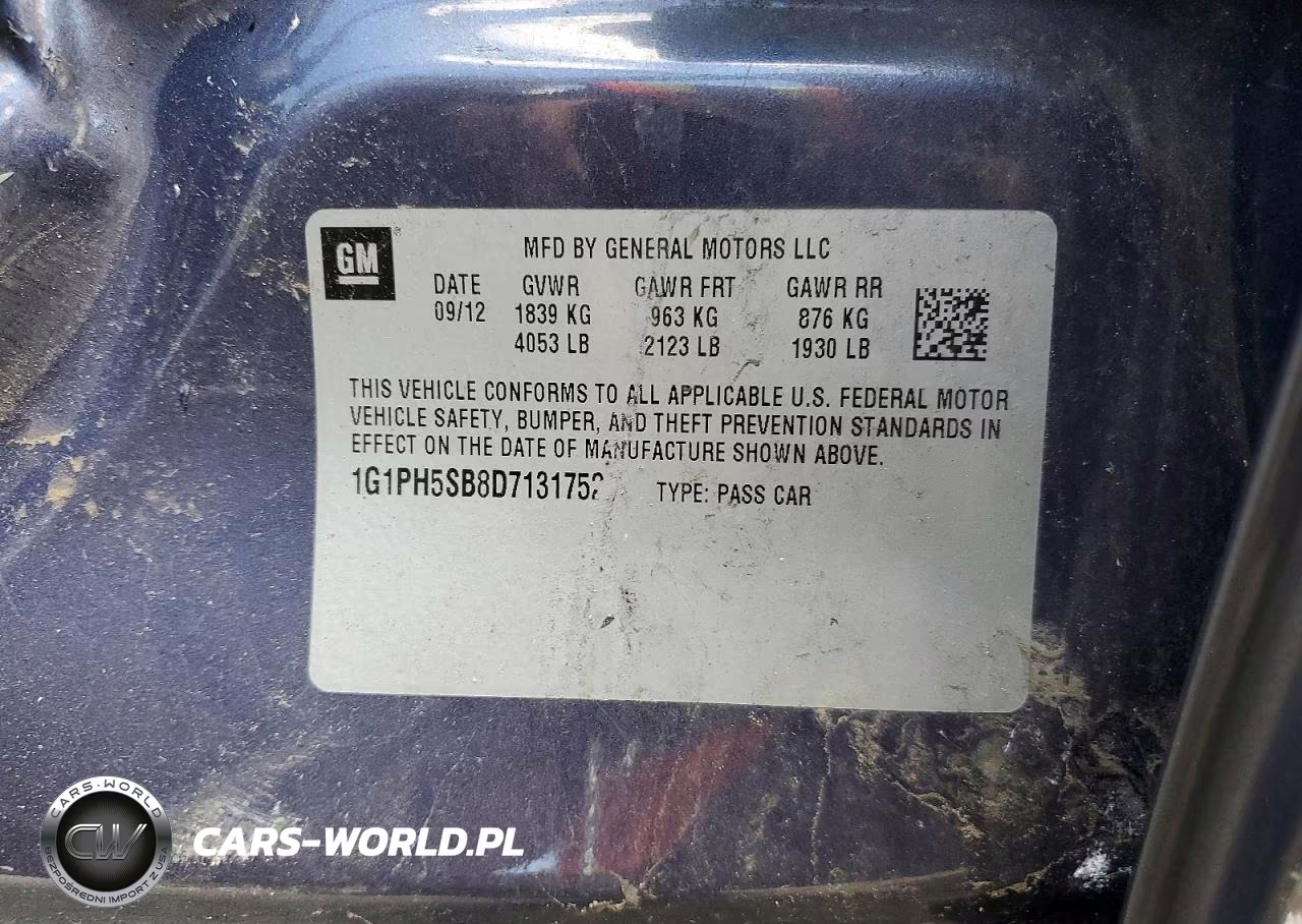 2013 Chevrolet Cruze Eco VIN:1G1PH5SB8D7131752 - 12