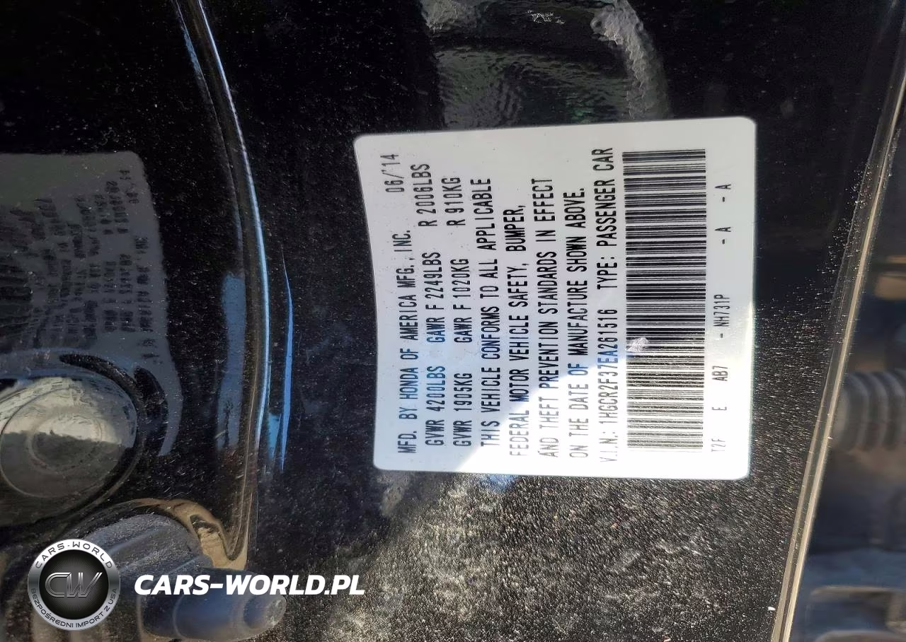 2014 Honda Accord Lx VIN:1HGCR2F37EA261516 - 12
