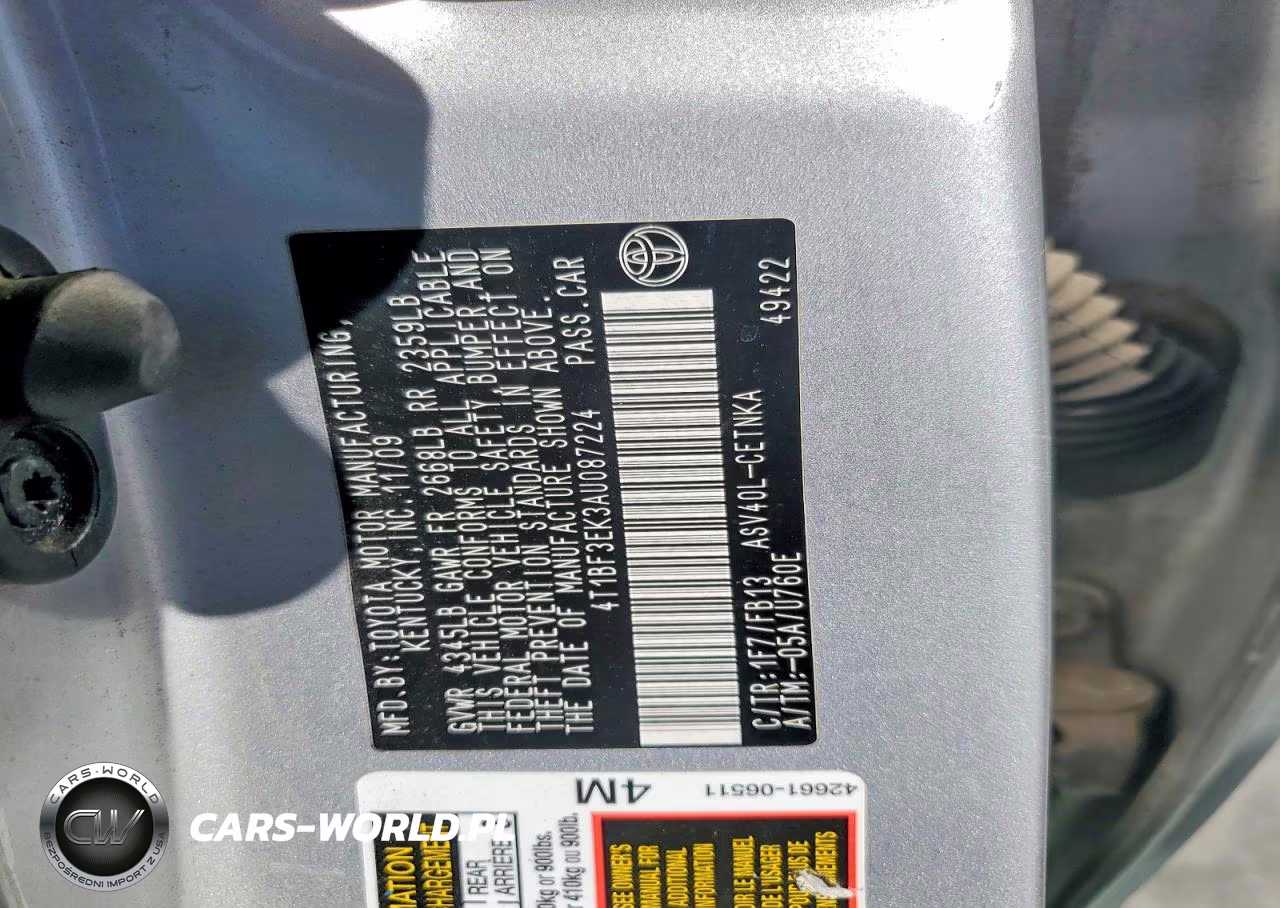 2010 Toyota Camry Le VIN:4T1BF3EK3AU087224 - 12