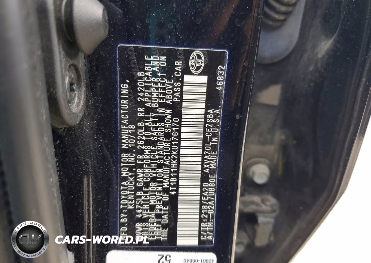2019 Toyota Camry Se VIN:4T1B11HK2KU176170 - 12
