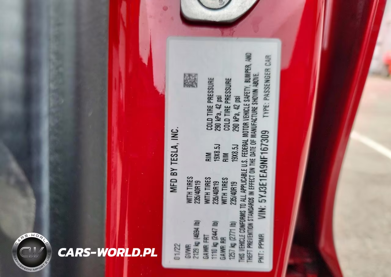 2022 Tesla Model 3 VIN:5YJ3E1EA9NF167309 - 12