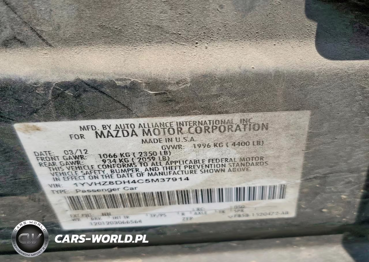 2012 Mazda 6 I VIN:1YVHZ8DH4C5M37914 - 12