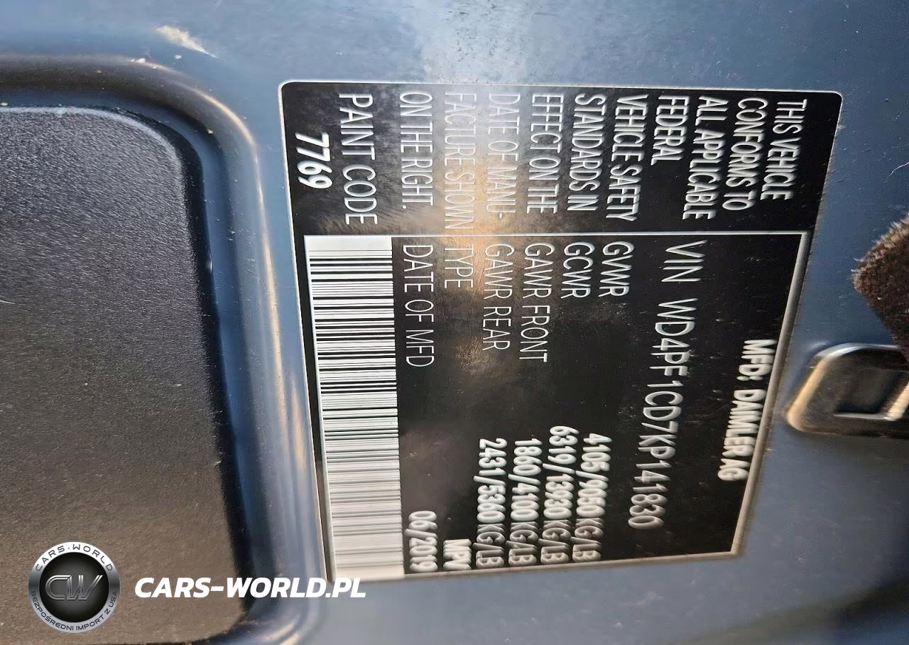 2019 Mercedes Benz Sprinter 2500 Delivery Van VIN:WD4PF1CD7KP141830 - 10