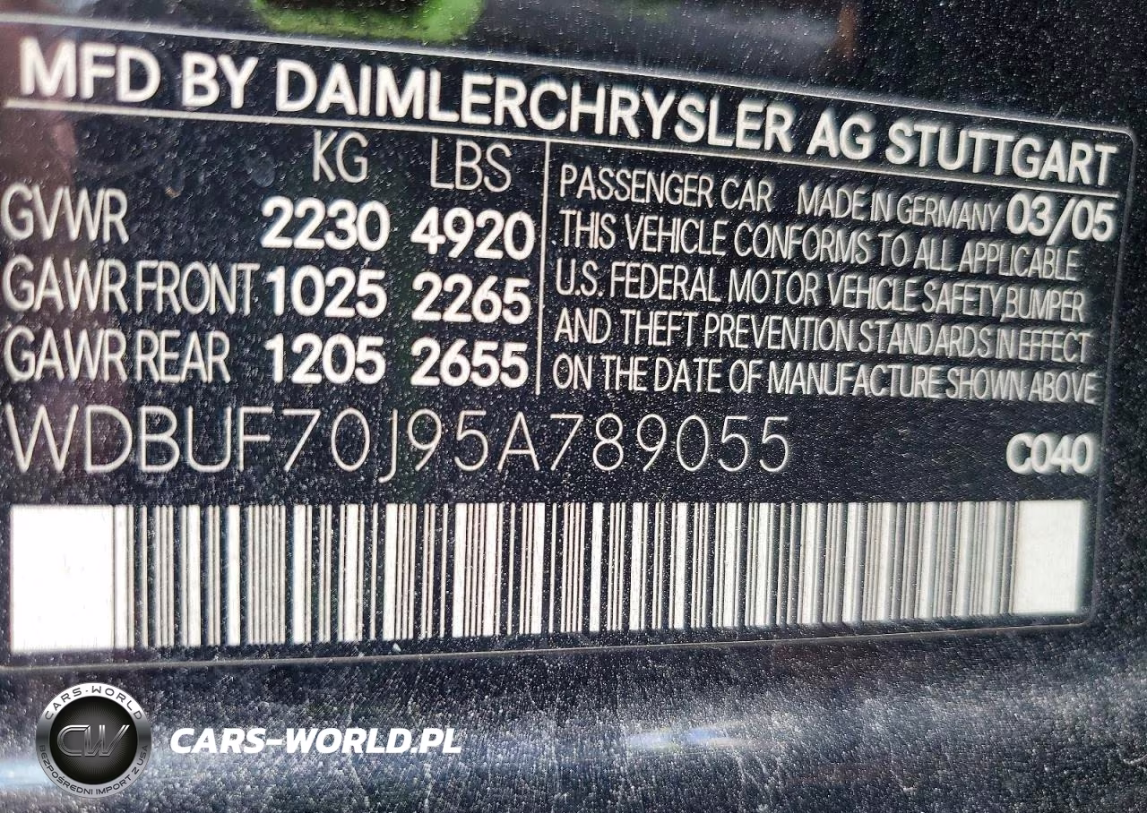 2005 Mercedes-Benz E 500 VIN:WDBUF70J95A789055 - 13