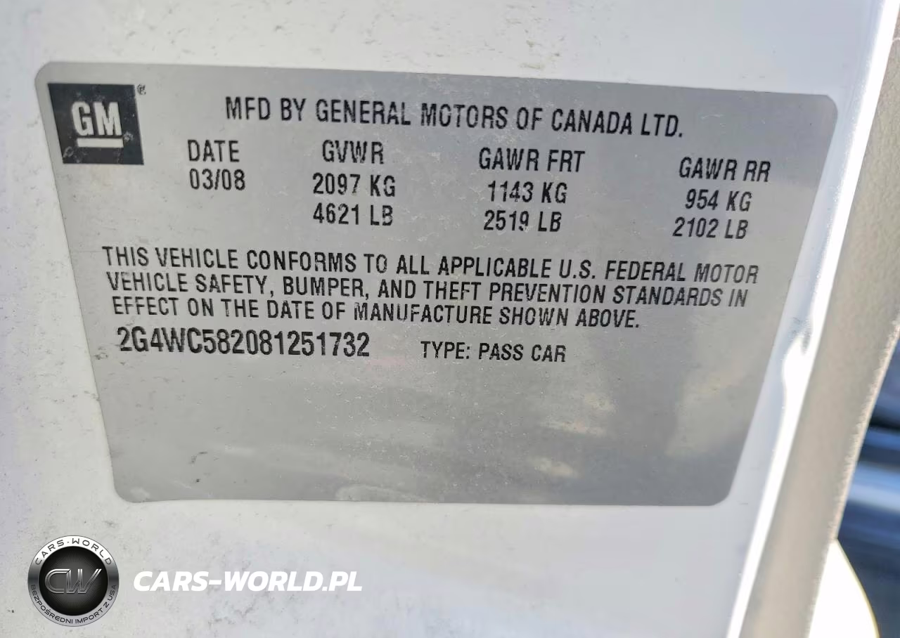2008 Buick Lacrosse Cx VIN:2G4WC582081251732 - 12