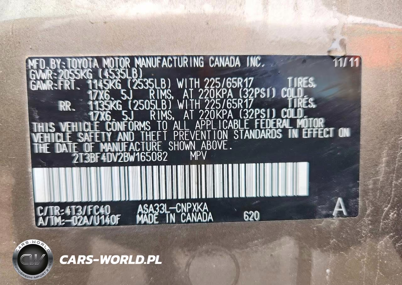 2011 Toyota Rav4 Base VIN:2T3BF4DV2BW165082 - 13