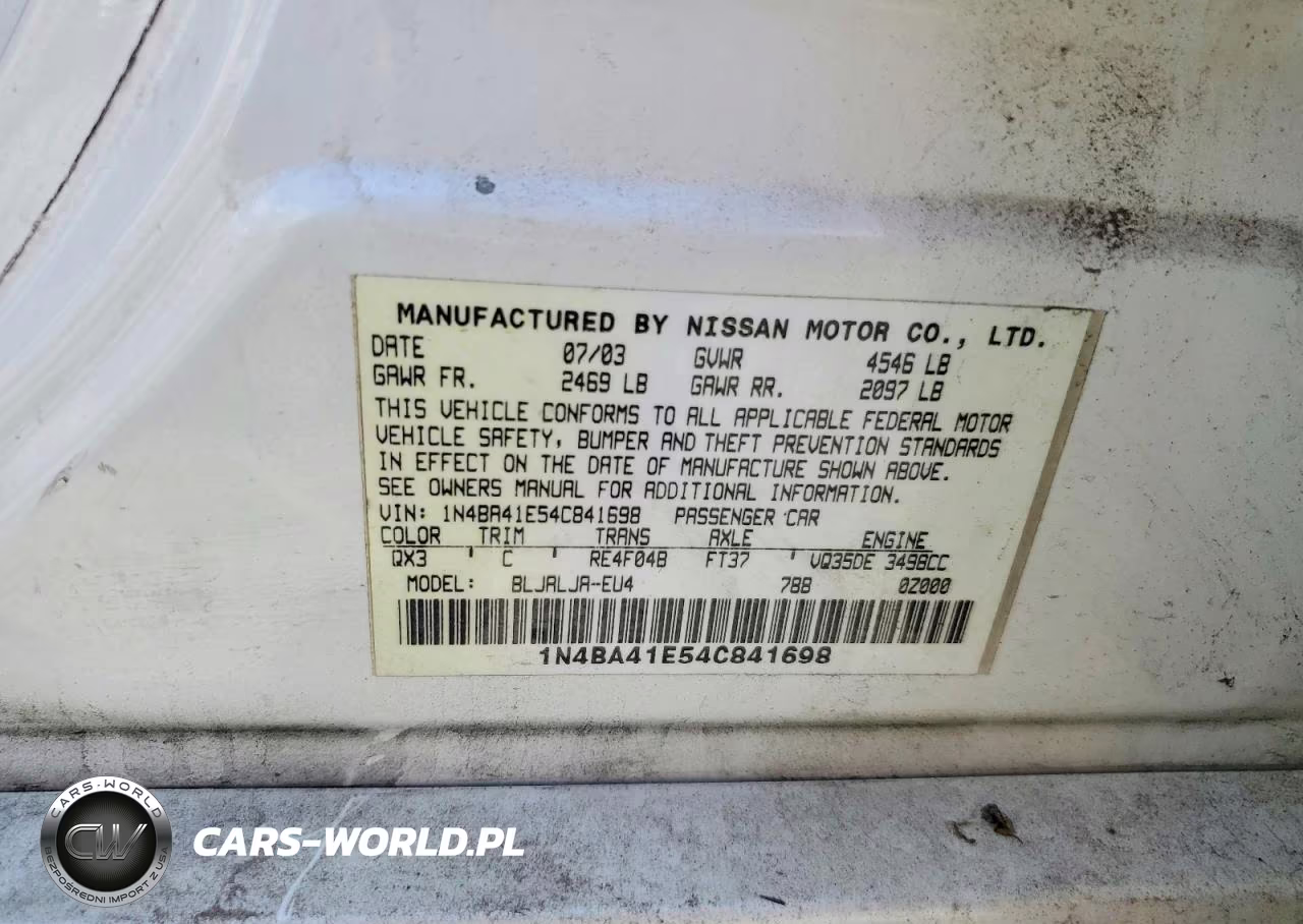 2004 Nissan Maximasesl VIN:1N4BA41E54C841698 - 12