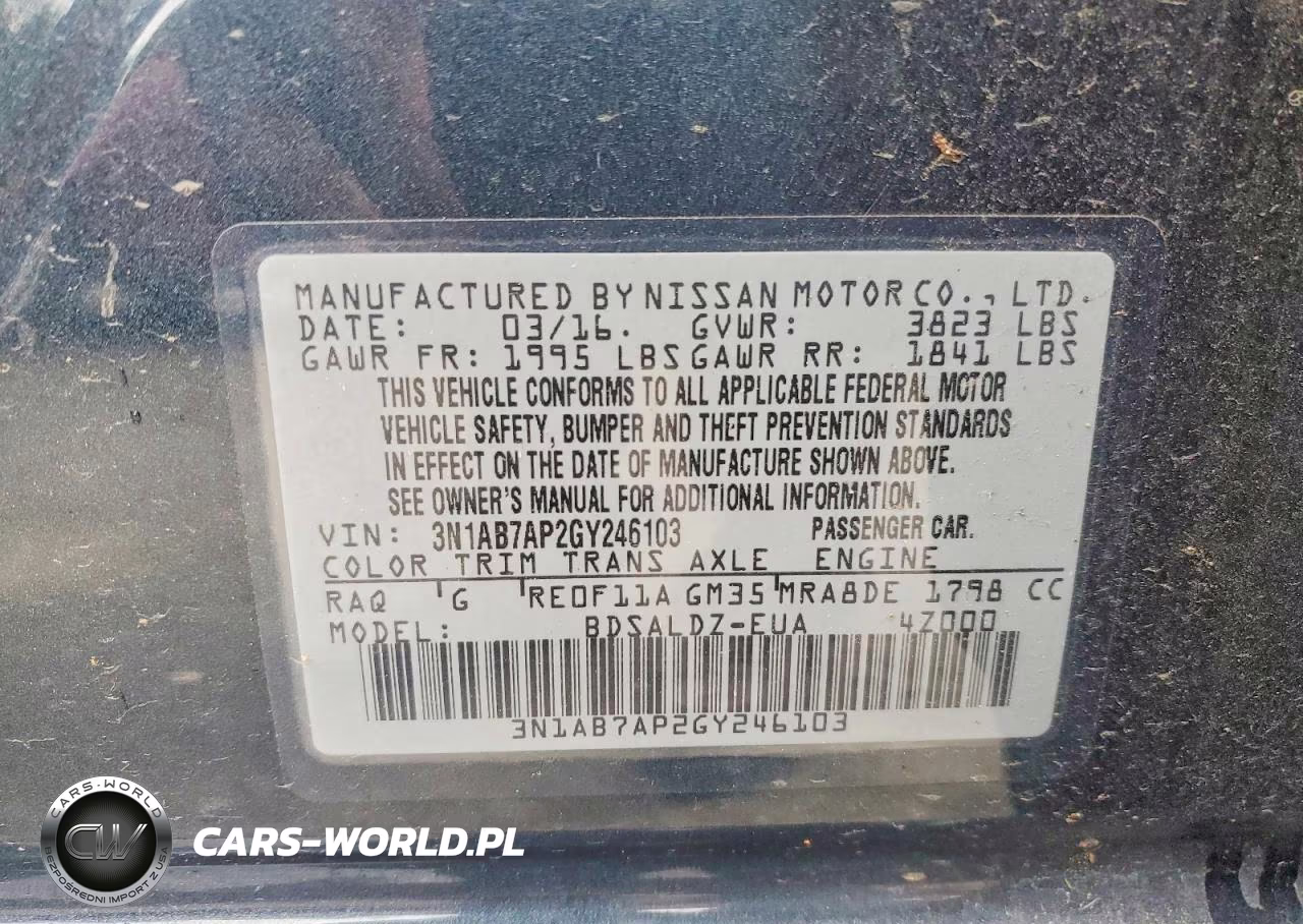 2016 Nissan Sentra Sv VIN:3N1AB7AP2GY246103 - 12