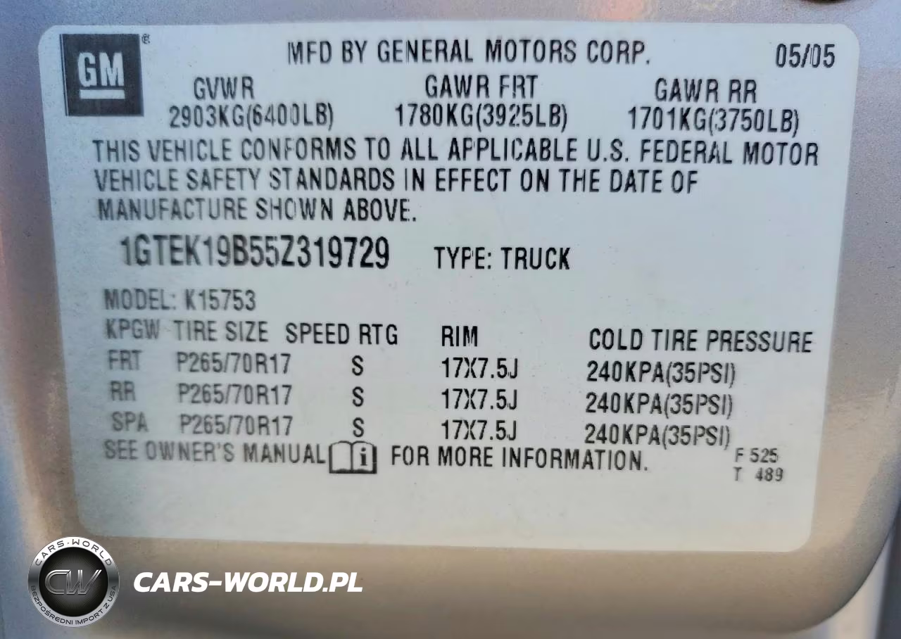 2005 GMC New Sierra K1500 VIN:1GTEK19B55Z319729 - 12