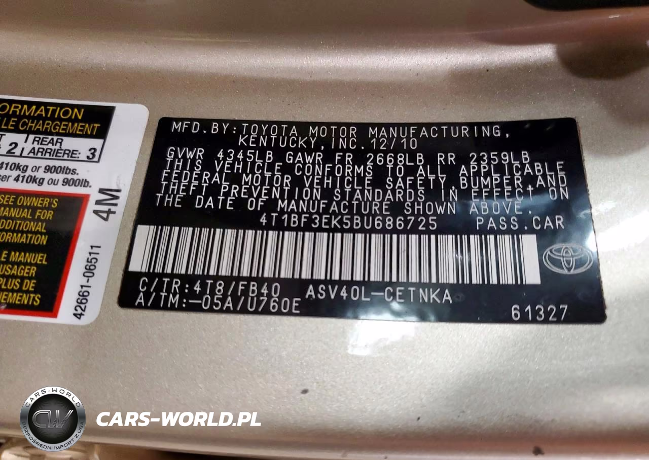 2011 Toyota Camry Le VIN:4T1BF3EK5BU686725 - 12