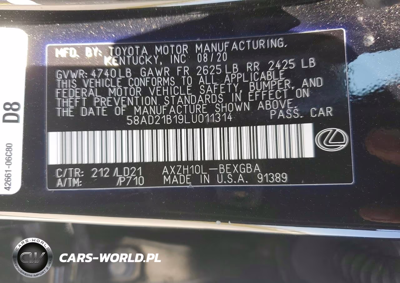 2020 Lexus Es 300H VIN:58AD21B19LU011314 - 12