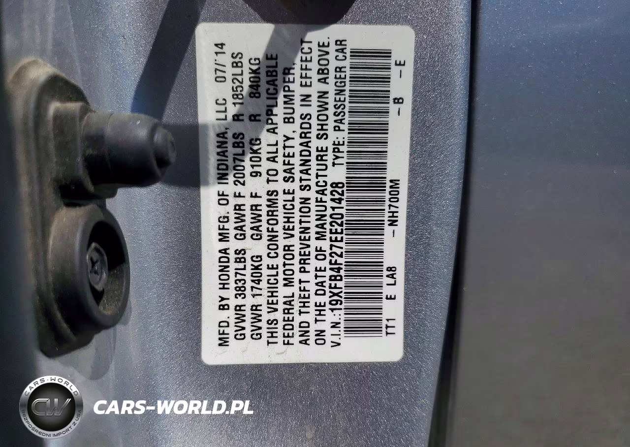 HONDA CIVIC HYBR VIN:19XFB4F27EE201428 - 12