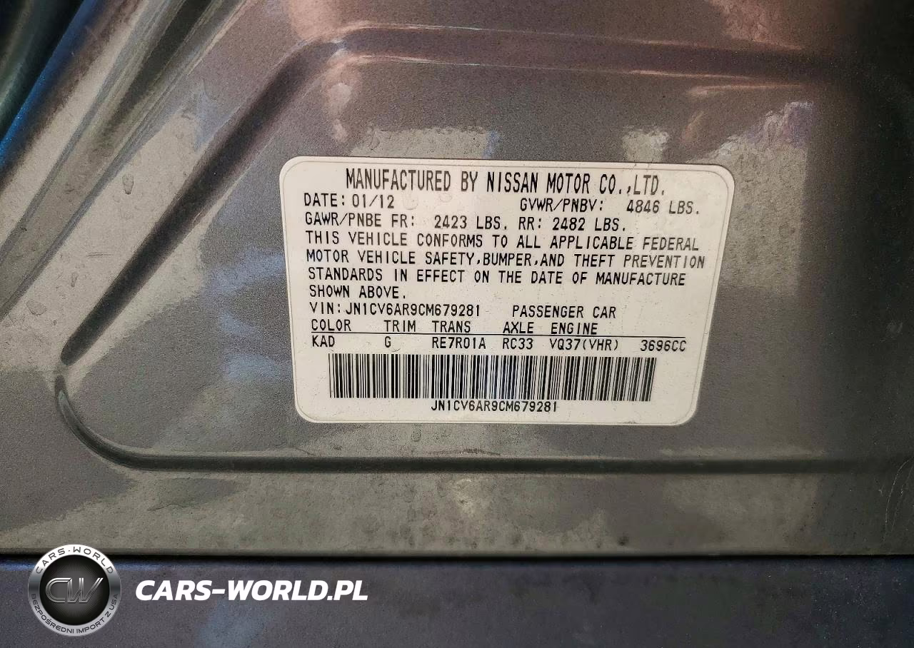 2012 Infiniti G37 Sedan X VIN:JN1CV6AR9CM679281 - 12