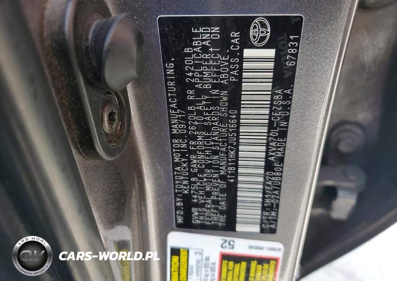 2018 Toyota Camry Se VIN:4T1B11HK7JU516640 - 12