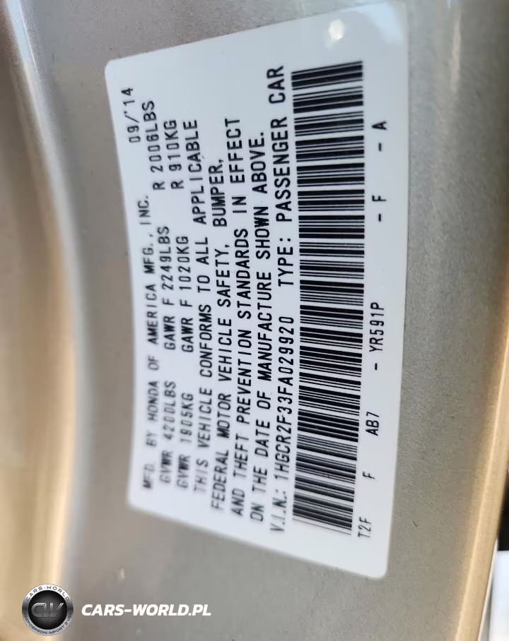 2015 Honda Accord VIN:1HGCR2F33FA029920 - 13