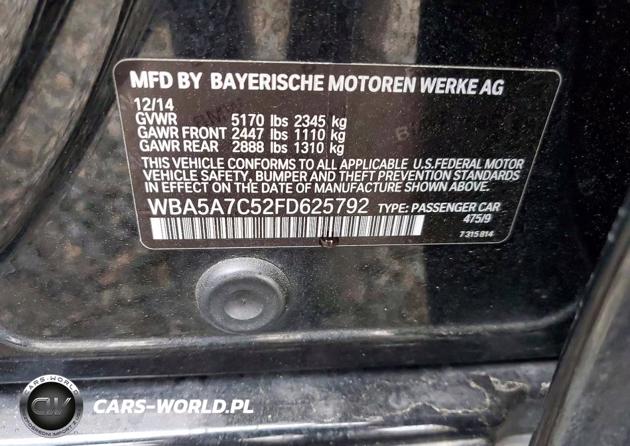 2015 BMW 528 Xi VIN:WBA5A7C52FD625792 - 12