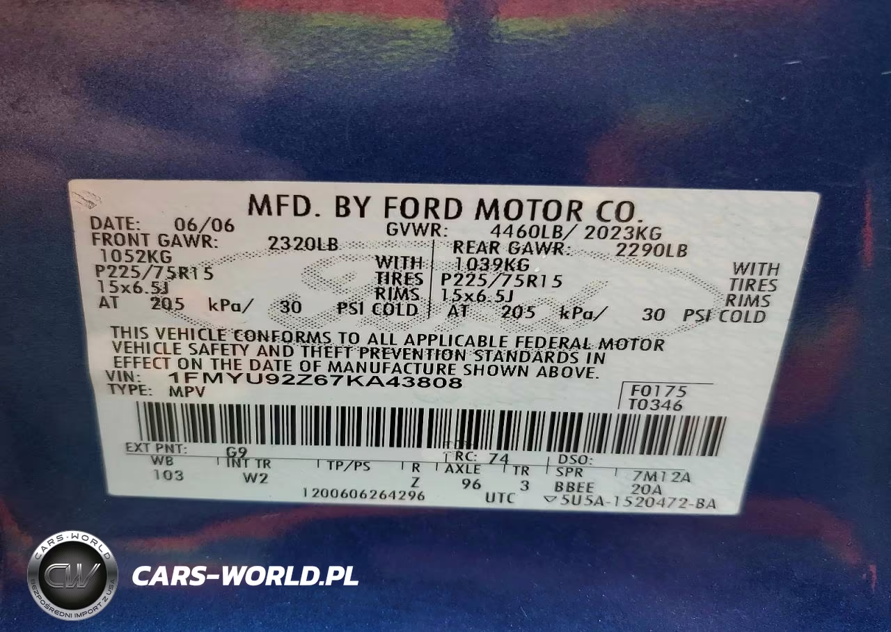 2007 Ford Escape Xls VIN:1FMYU92Z67KA43808 - 13