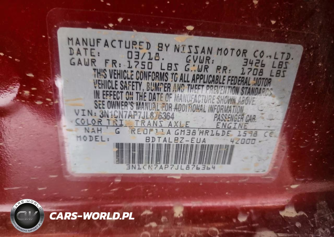 2018 Nissan Versa Sv VIN:3N1CN7AP7JL876364 - 12