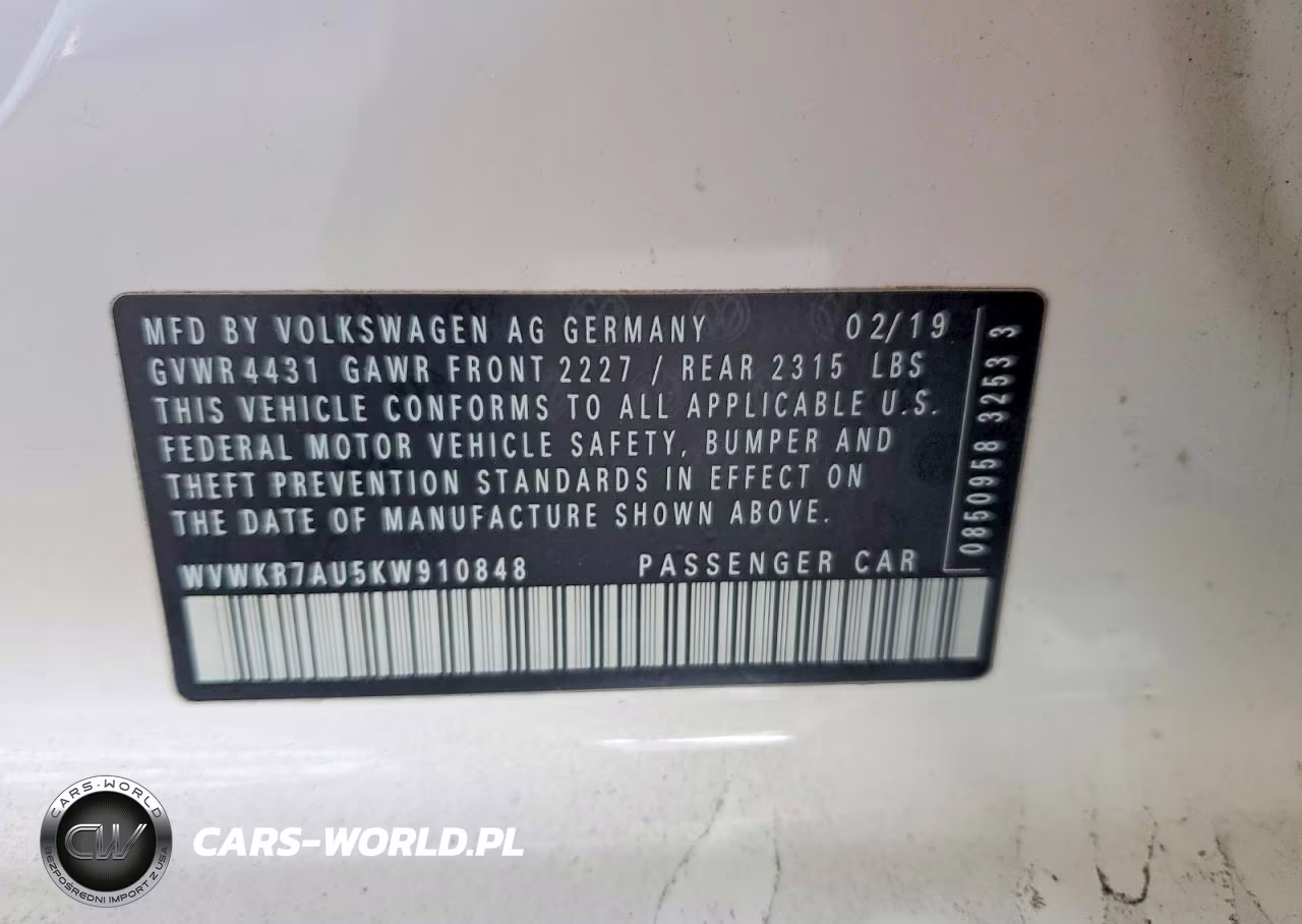 2019 Volkswagen E-Golf Se VIN:WVWKR7AU5KW910848 - 12