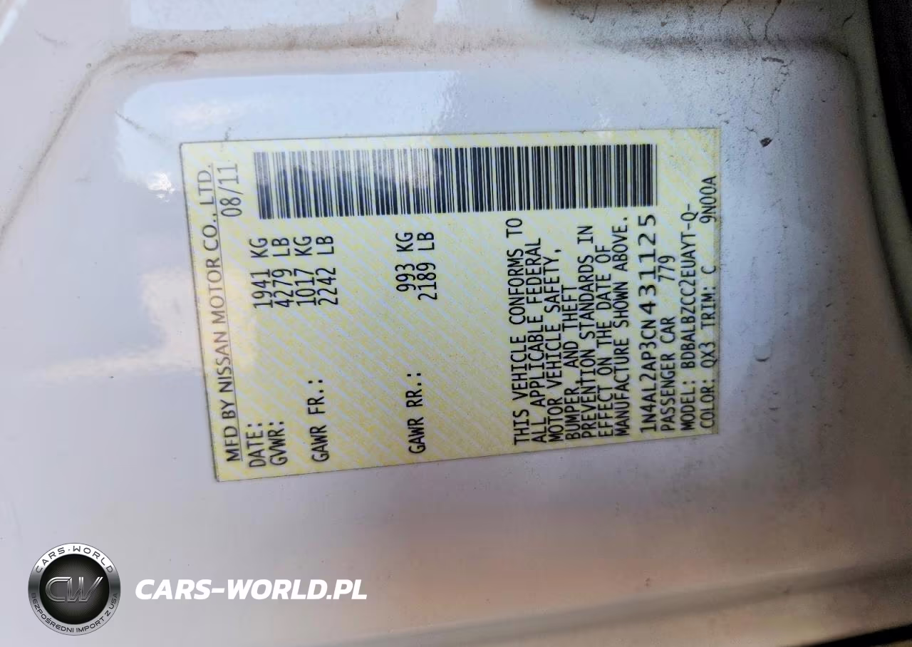 2012 Nissan Altima VIN:1N4AL2AP3CN431125 - 12