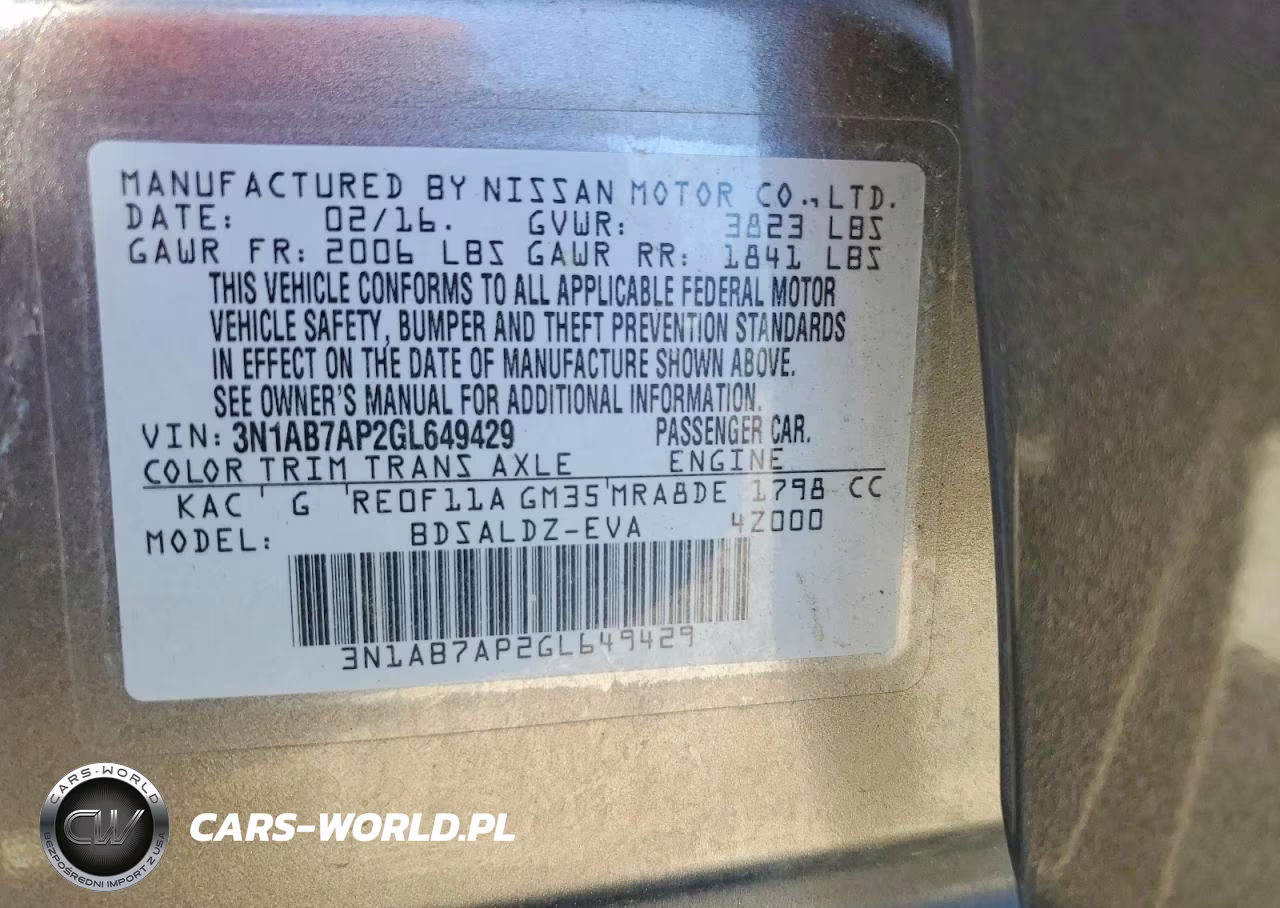 2016 Nissan Sentra Sv VIN:3N1AB7AP2GL649429 - 12
