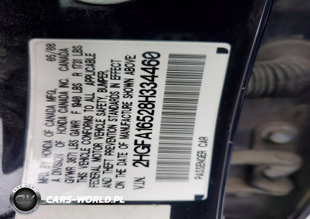2008 Honda Civic Lx VIN:2HGFA16528H334460 - 12