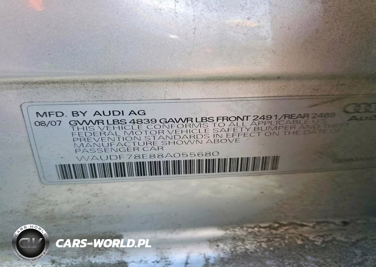 2008 Audi A4 2.0T Quattro VIN:WAUDF78E88A055680 - 12