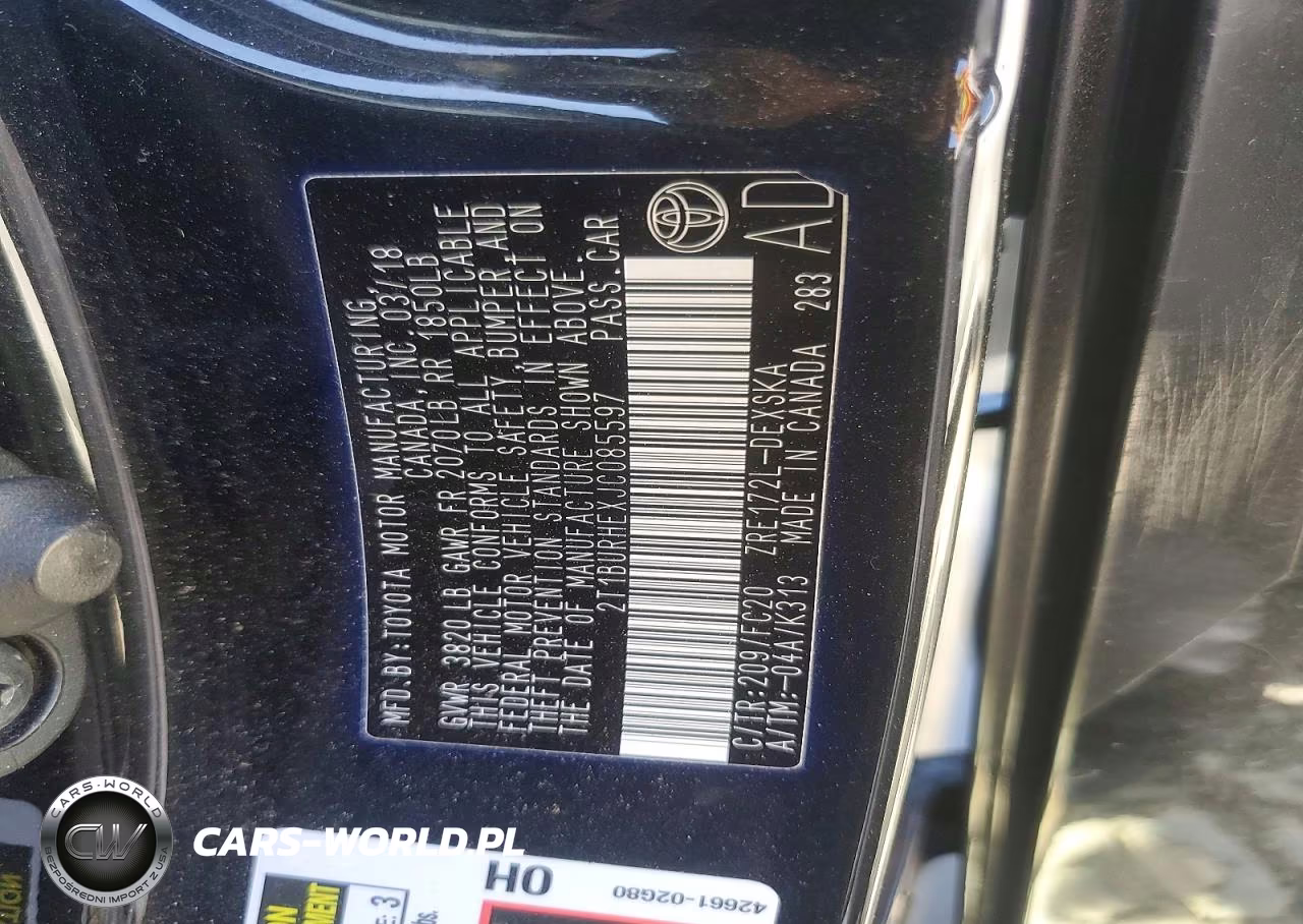 2018 Toyota Corolla Se VIN:2T1BURHEXJC085597 - 12
