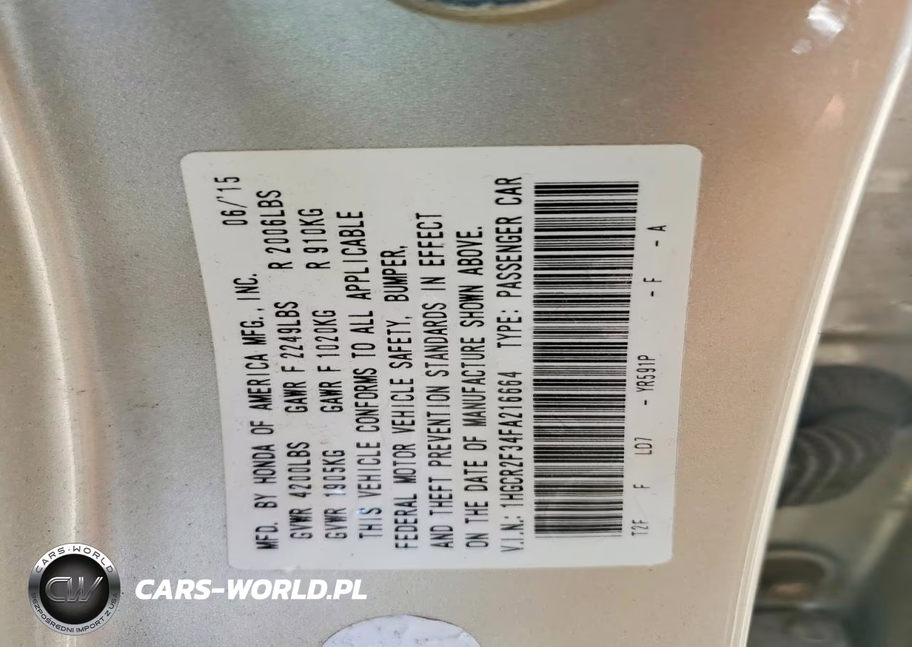 2015 Honda Accord Lx VIN:1HGCR2F34FA216664 - 12